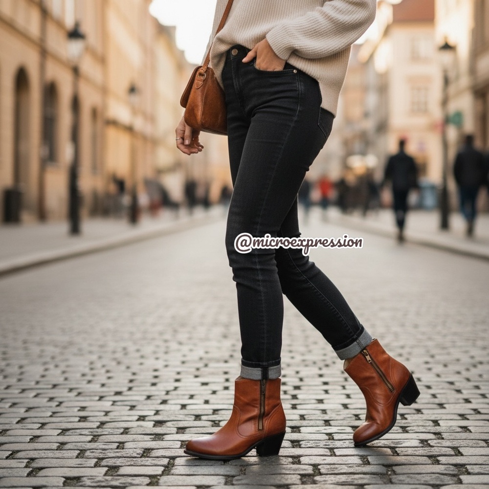 Frye Leslie Zip Cognac Genuine Leather Fall/Winter/Spring Heeled Ankle Booties - Picture 3 of 14